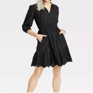 3/4 Sleeve Eyelet A-Line Dress - Knox
Rose ™M Black S